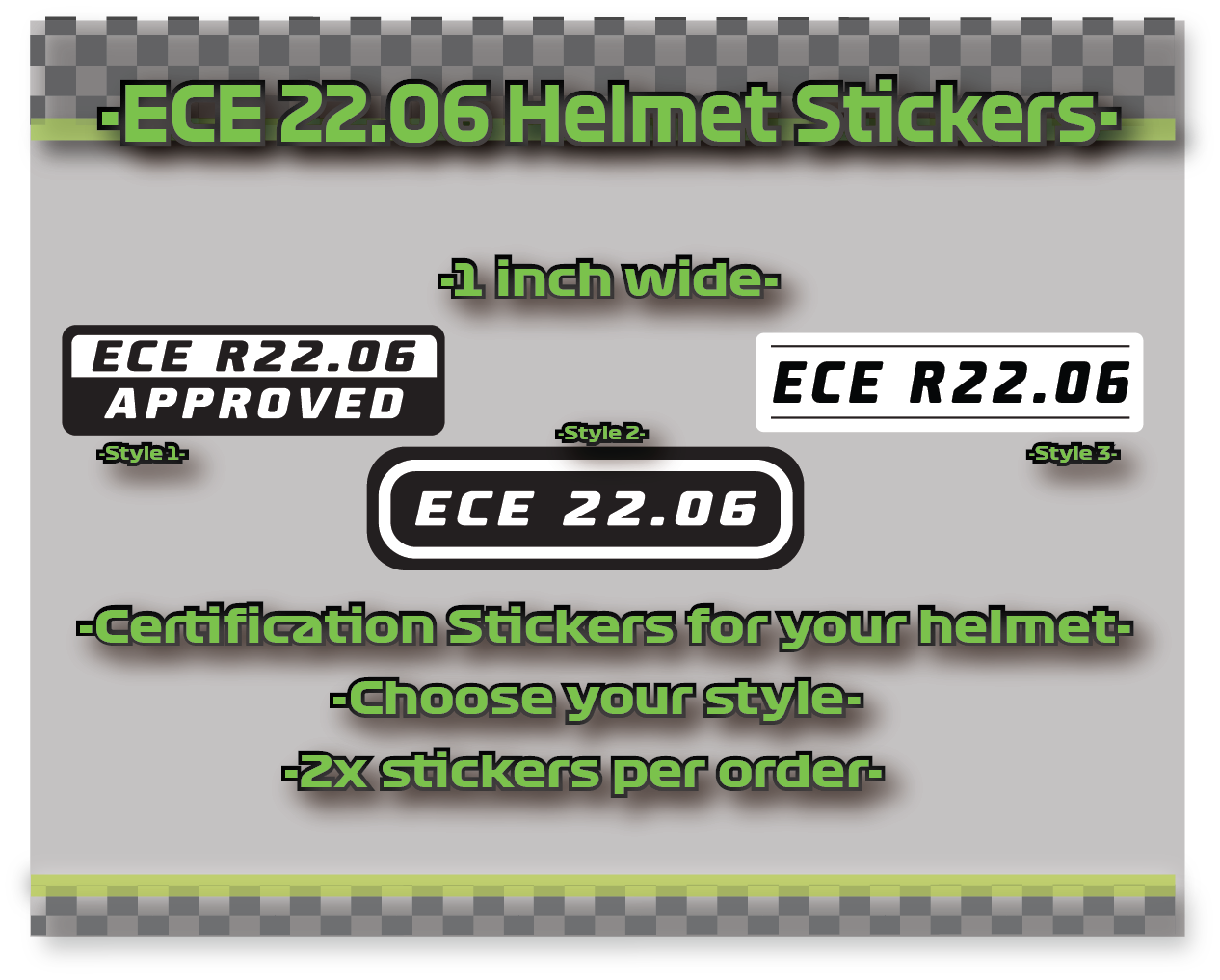 ECE compliance stickers for European Motorcycle Helmets