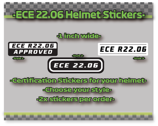 ECE compliance stickers for European Motorcycle Helmets