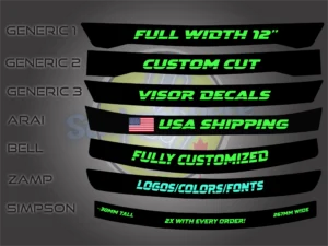 12" customized motorcycle visor sun strip for us customers