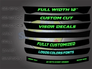 12" customized motorcycle visor sun strip