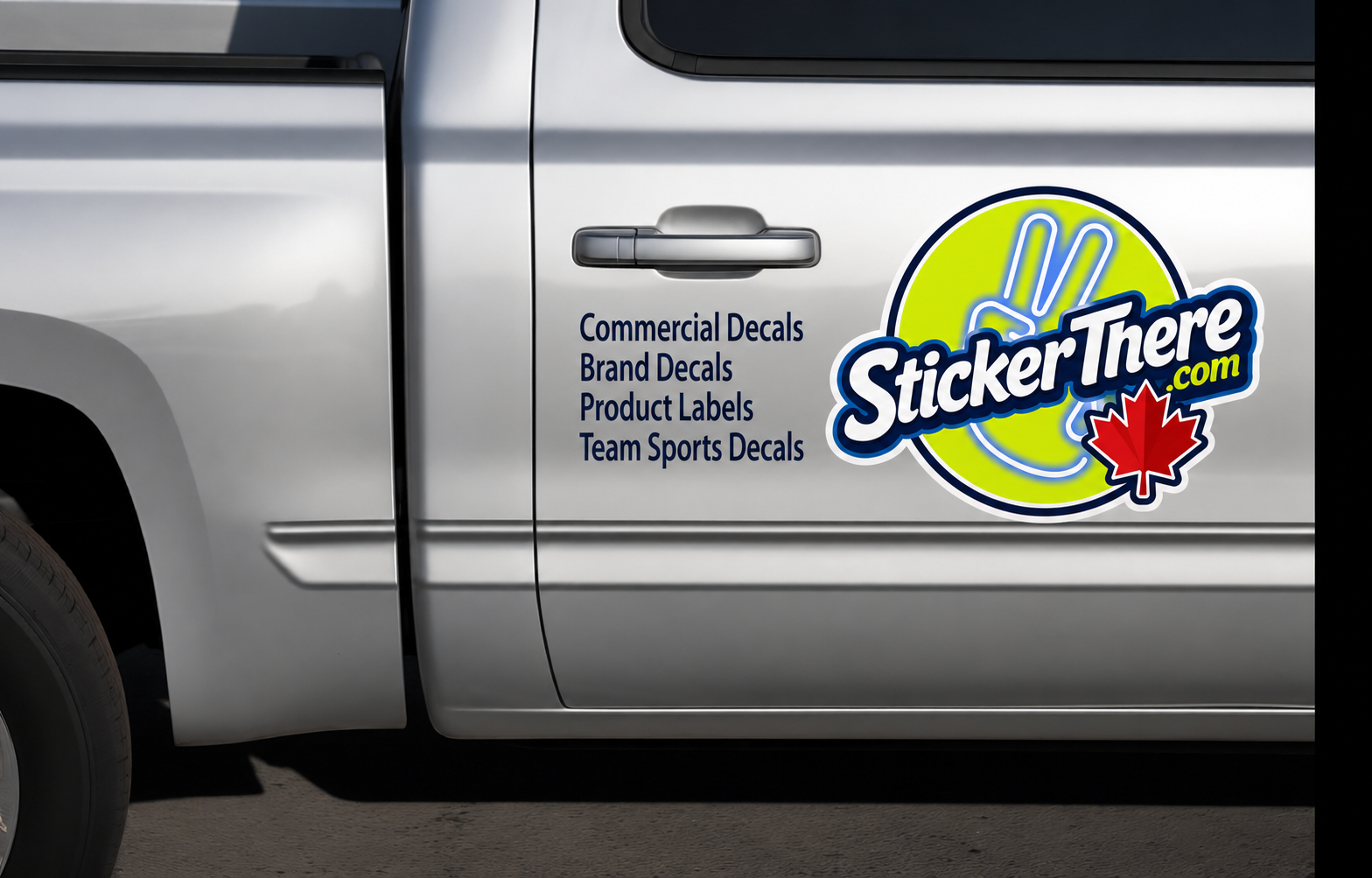 Product mock up image of logo on the side of a truck